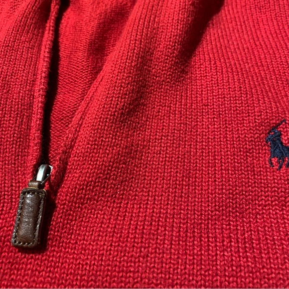 Polo Ralph Lauren | Red 100% Cotton Half Zip Pullover Sweater - Picture 6 of 6